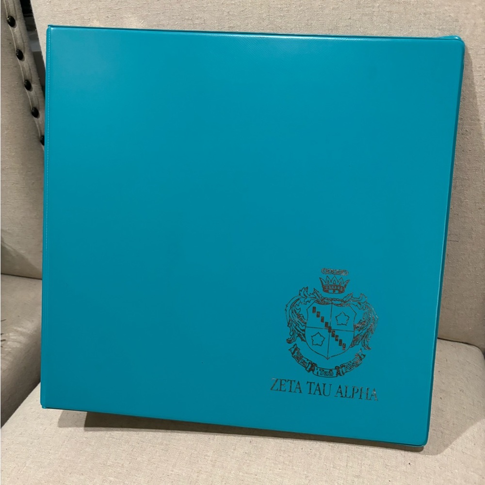 Zeta Tau Alpha Turquoise Crest Binder ZTA Zeta